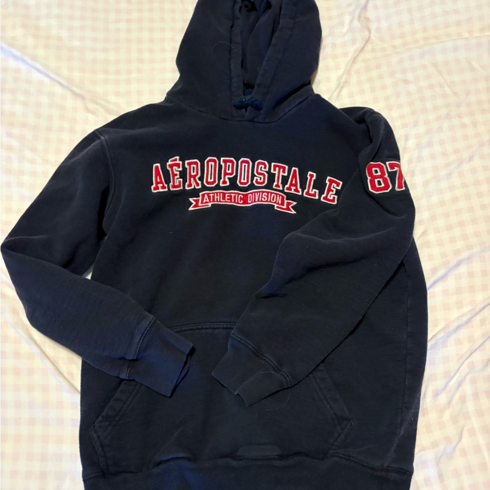 Y2K Aéropostale Navy Hoodie with Red Logo